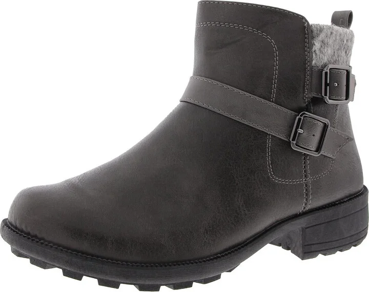 Kourt Womens Faux Fur Faux Leather Booties