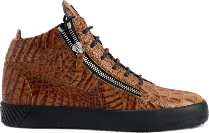 Kriss crocodile-effect zip-up trainers