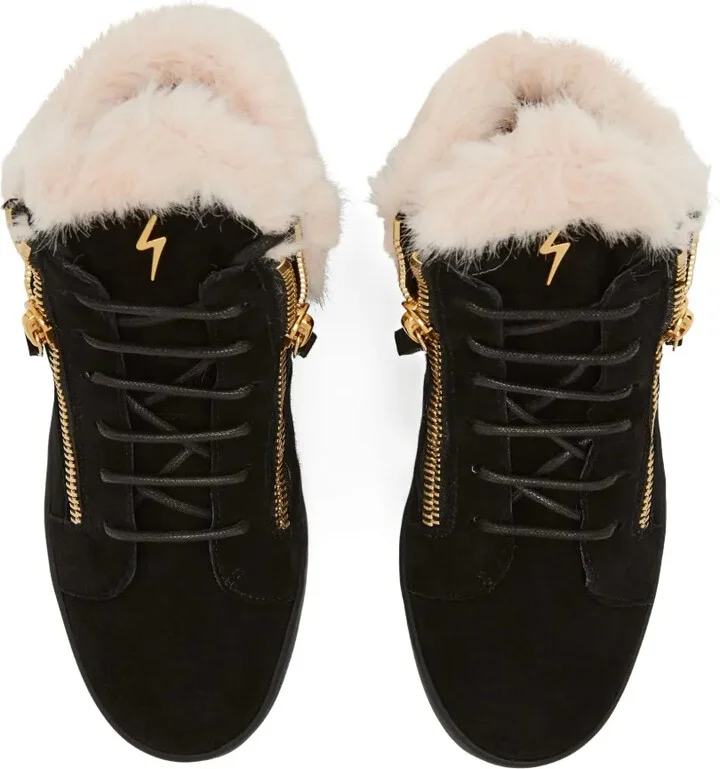 Kriss fur-trimmed zip-detail sneakers - Image 4