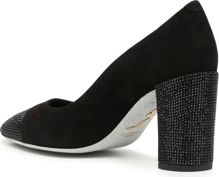 Kristen 75mm rhinestone-embellished suede pumps - Image 3