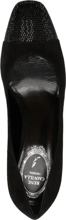 Kristen 75mm rhinestone-embellished suede pumps - Image 4