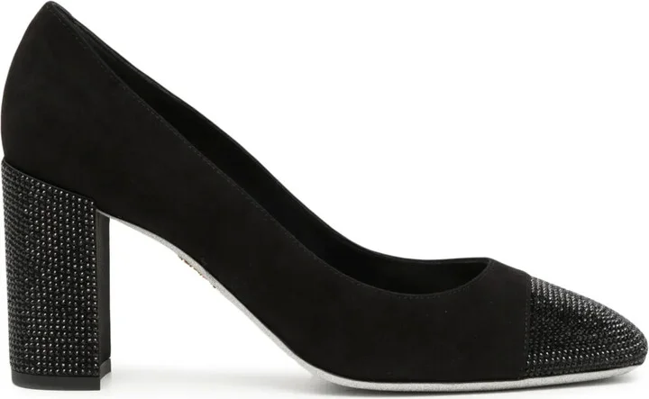Kristen 75mm rhinestone-embellished suede pumps