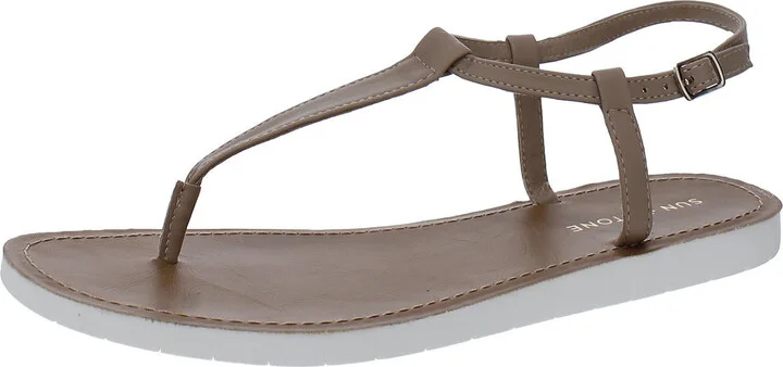 Kristi Womens Faux Leather Slingback Flat Sandals