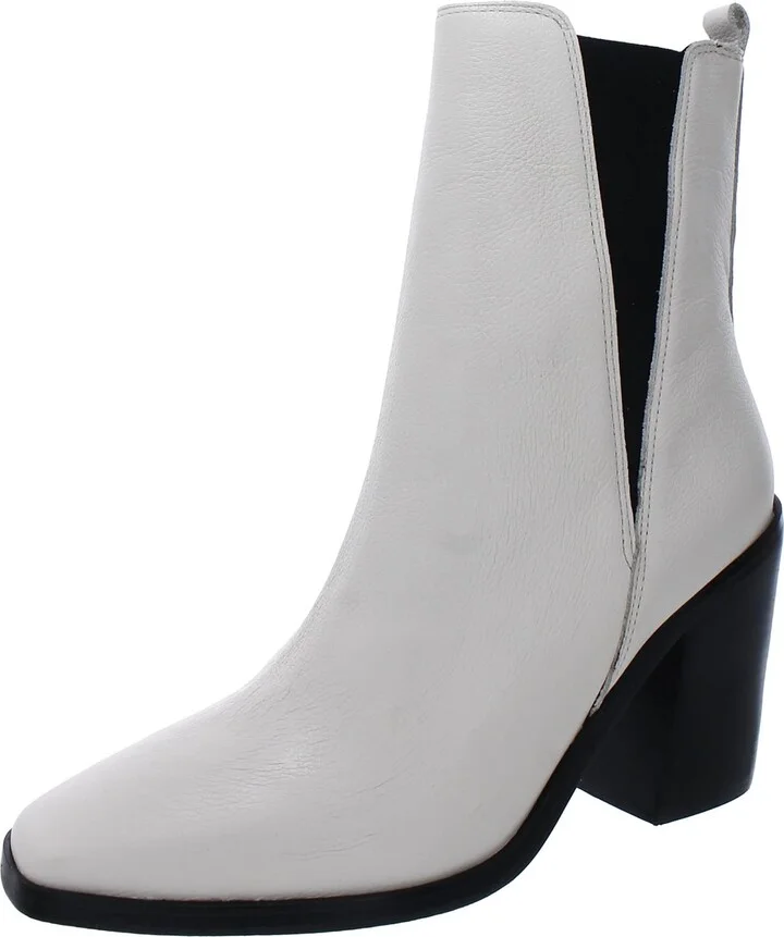 KRISTIE Womens Leather Block Heel Mid-Calf Boots