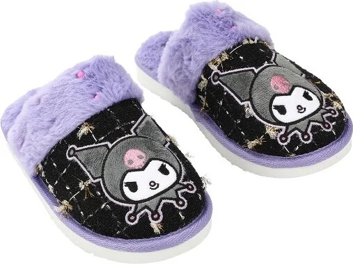 Kuromi Character & Rhinestones Women’s Black Tweed Mules-Large - Image 2