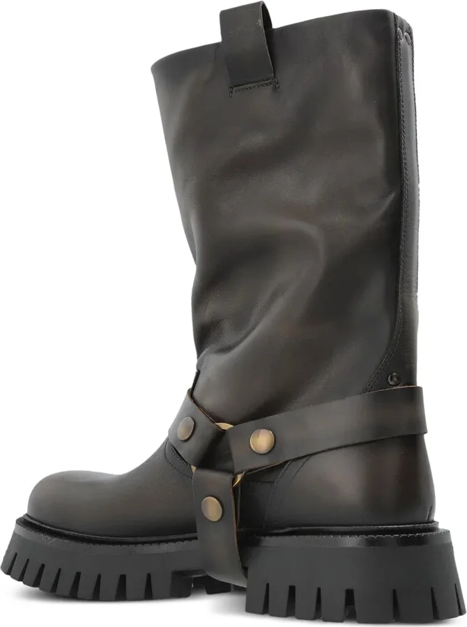 Kurt Chunky buckle-strap leather boots - Image 3