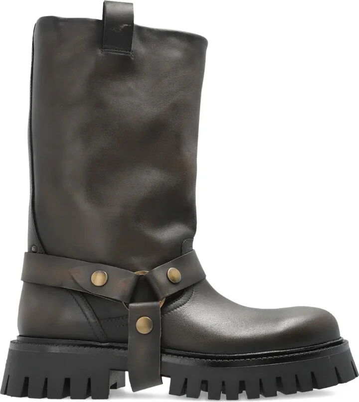 Kurt Chunky buckle-strap leather boots