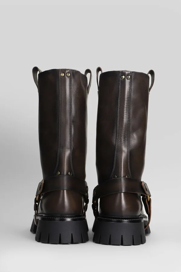 Kurt Chunky Low Heels Ankle Boots In Brown Leather - Image 4