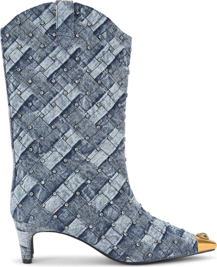 Kurt Geiger London Denim Crystal-Embellished Regent Boots