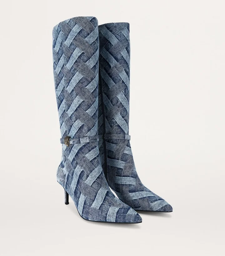 Kurt Geiger London Denim Kensington Flexi Knee-High Boots - Image 4