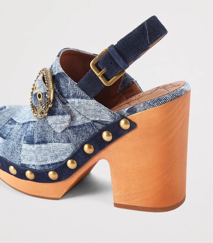 Kurt Geiger London Denim Mayfair Clog Slingback Pumps - Image 2