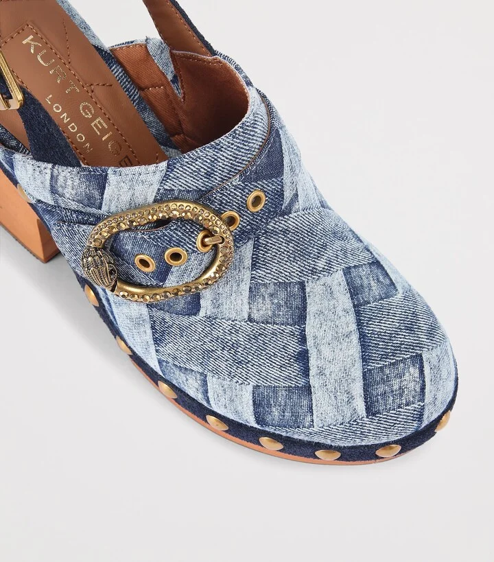 Kurt Geiger London Denim Mayfair Clog Slingback Pumps - Image 3