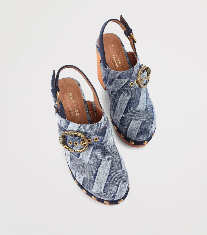 Kurt Geiger London Denim Mayfair Clog Slingback Pumps - Image 4
