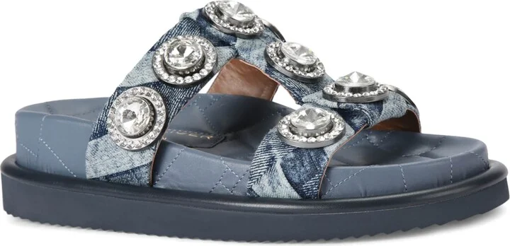 Kurt Geiger London Denim Orson Crystal Sandals