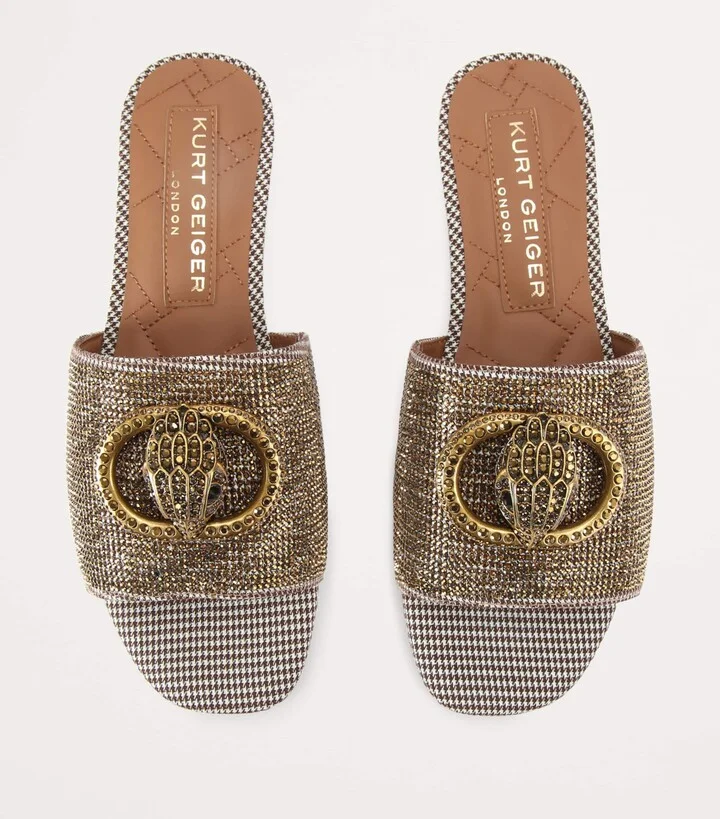 Kurt Geiger London Houndstooth Crystal-Embellished Chelsea Sandals - Image 4