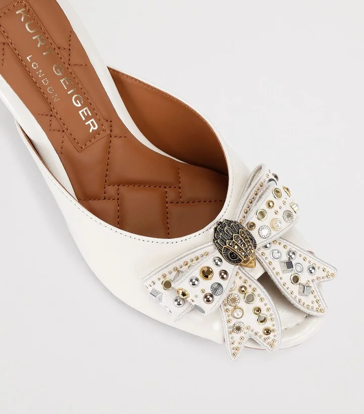 Kurt Geiger London Leather Belgravia Stud Bow Heeled Mules - Image 3