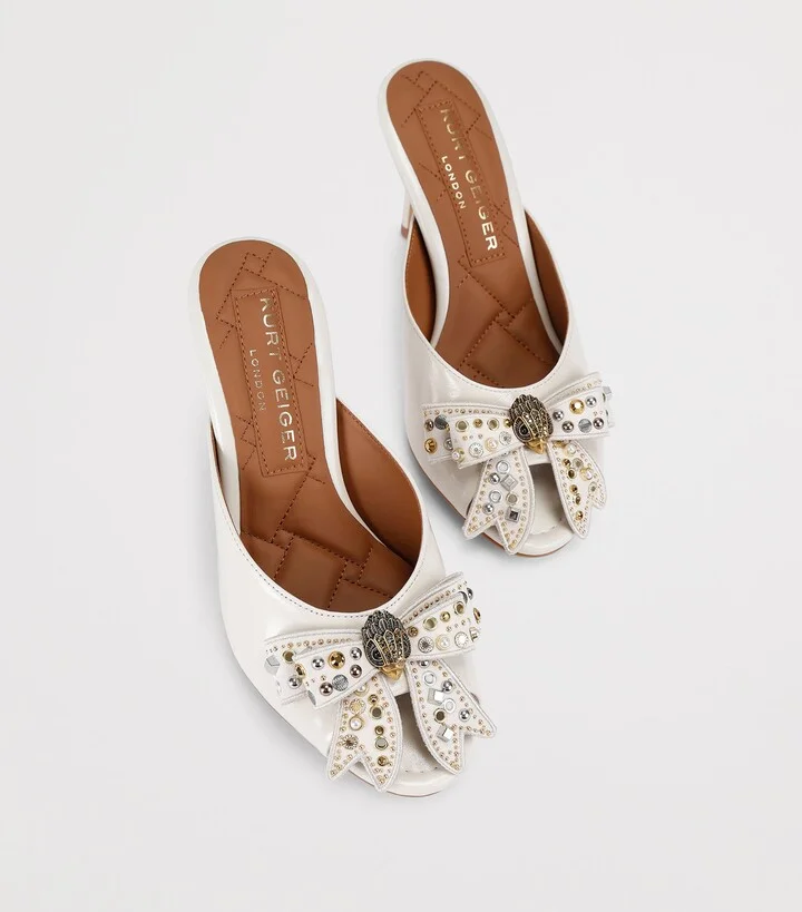 Kurt Geiger London Leather Belgravia Stud Bow Heeled Mules - Image 4