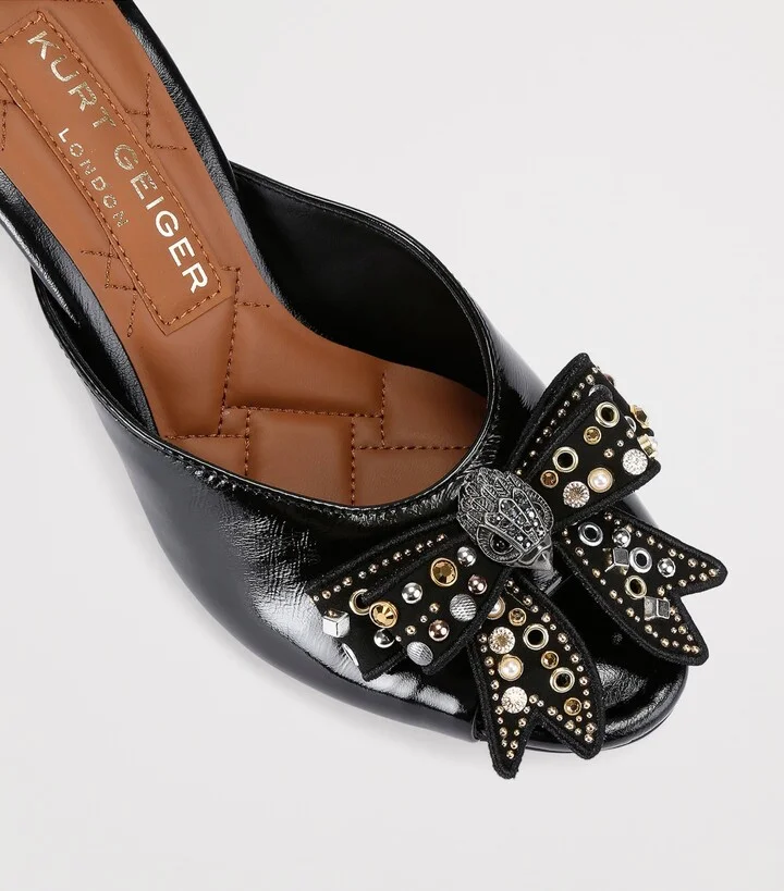 Kurt Geiger London Leather Belgravia Stud Bow Heeled Mules - Image 3