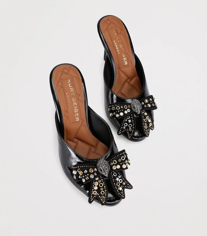 Kurt Geiger London Leather Belgravia Stud Bow Heeled Mules - Image 4