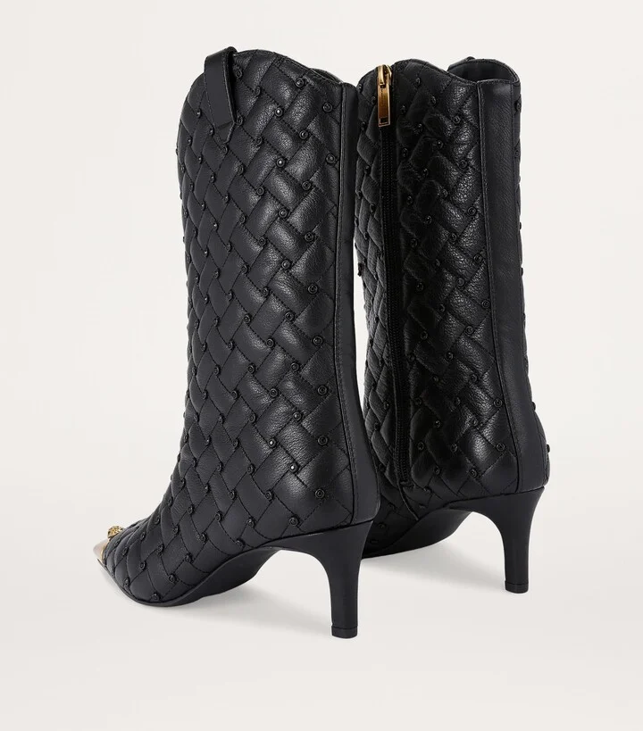 Kurt Geiger London Leather Cyrstal Embellished Regent Boots 65 - Image 2