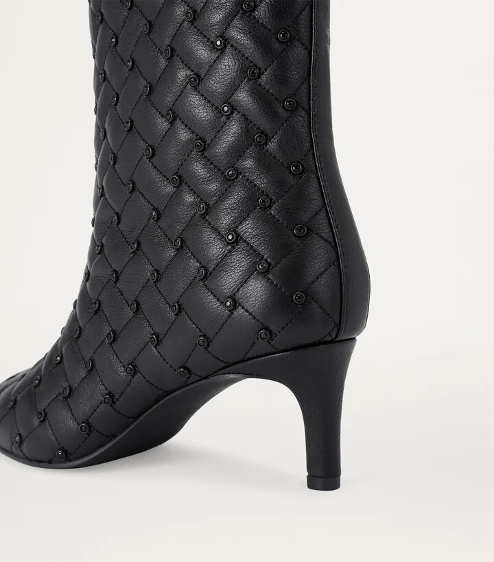 Kurt Geiger London Leather Cyrstal Embellished Regent Boots 65 - Image 3