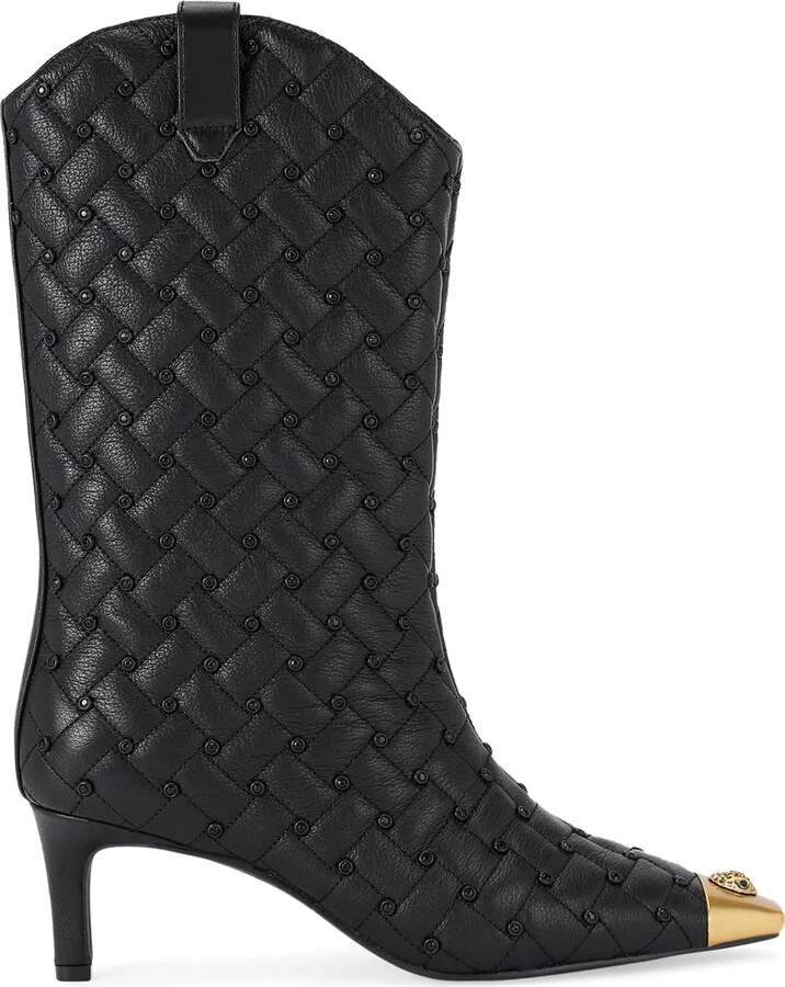 Kurt Geiger London Leather Cyrstal Embellished Regent Boots 65