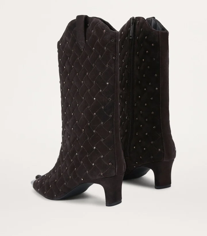 Kurt Geiger London Leather Cyrstal Embellished Regent Boots - Image 2