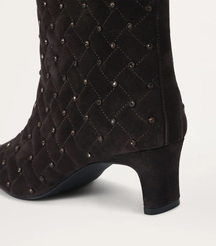 Kurt Geiger London Leather Cyrstal Embellished Regent Boots - Image 4