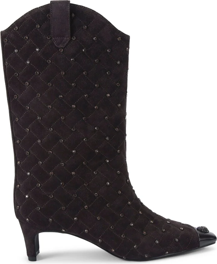 Kurt Geiger London Leather Cyrstal Embellished Regent Boots