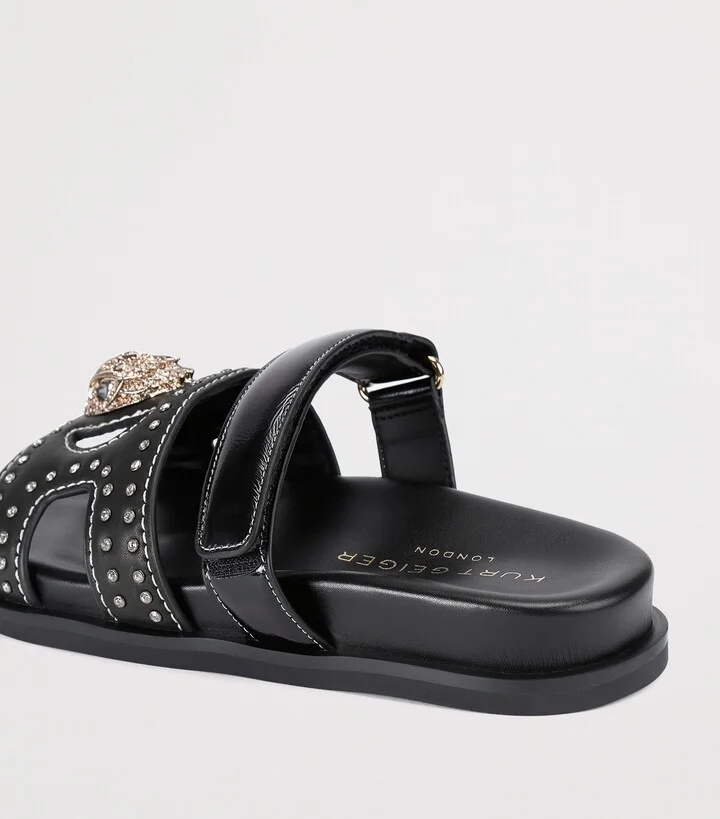 Kurt Geiger London Leather Eagle Cut-Out Slides - Image 2