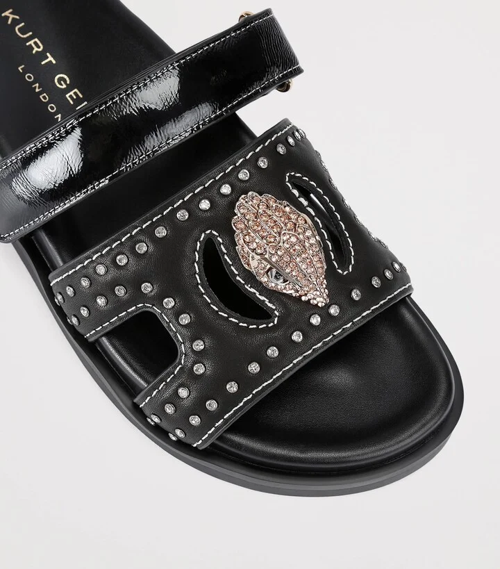 Kurt Geiger London Leather Eagle Cut-Out Slides - Image 3