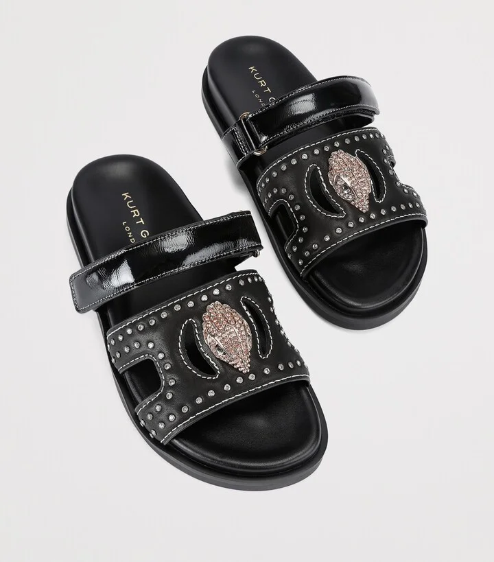 Kurt Geiger London Leather Eagle Cut-Out Slides - Image 4
