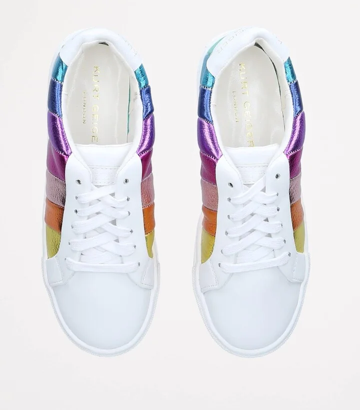 Kurt Geiger London Leather Lane Rainbow Stripe Sneakers - Image 5