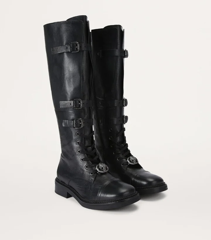 Kurt Geiger London Leather Monument Strap Knee-High Boots - Image 4