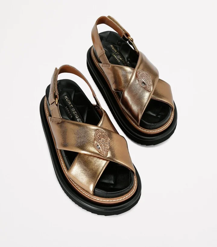 Kurt Geiger London Leather Orson Cross-Over Sandals - Image 3