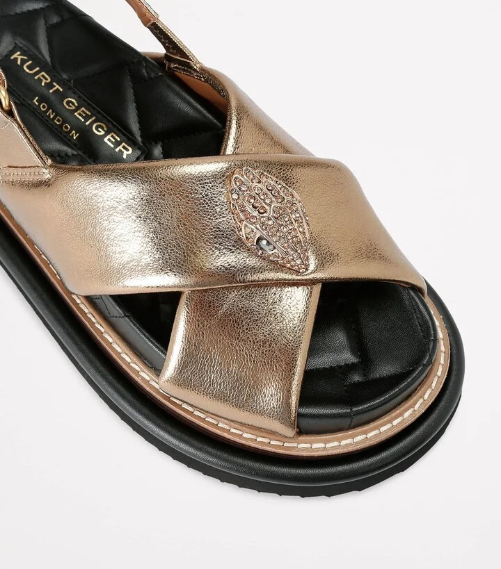 Kurt Geiger London Leather Orson Cross-Over Sandals - Image 4