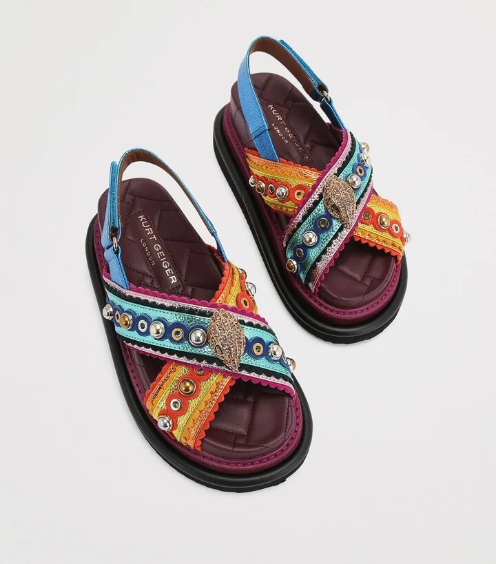 Kurt Geiger London Leather Orson Cross Scallop Sandals - Image 4