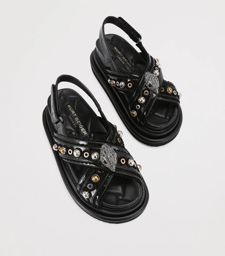 Kurt Geiger London Leather Orson Cross-Strap Sandals - Image 4