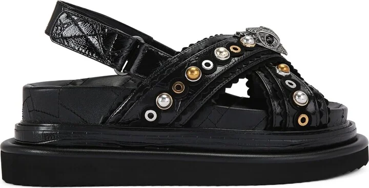 Kurt Geiger London Leather Orson Cross-Strap Sandals