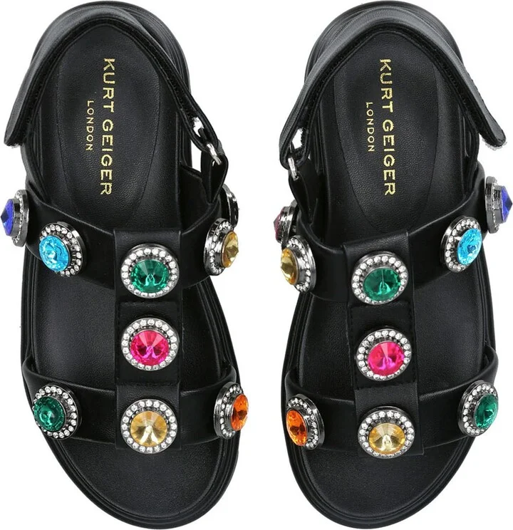 Kurt Geiger London Leather Orson Crystal Sandals - Image 4