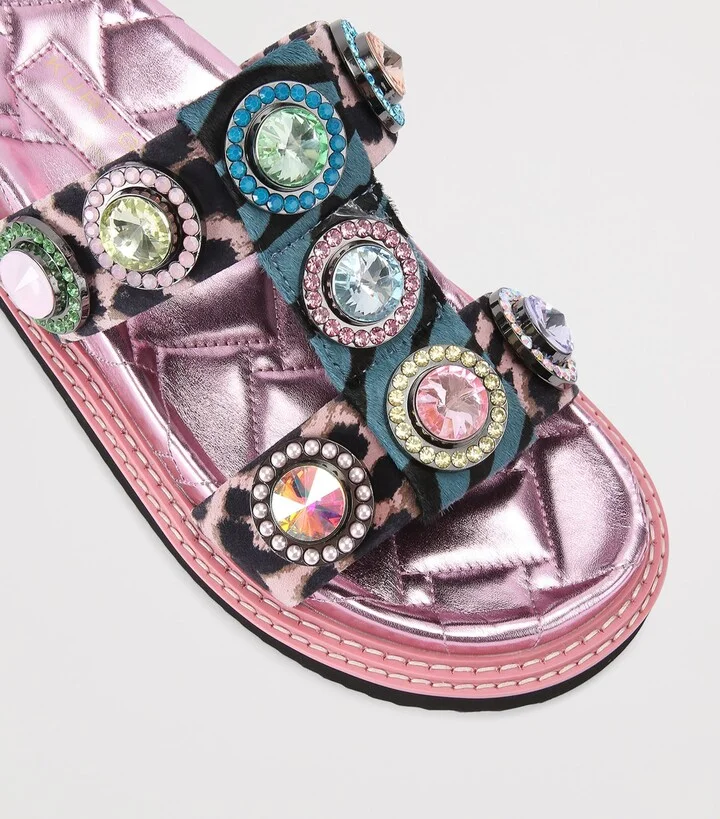 Kurt Geiger London Leather Orson Crystal Sandals - Image 3