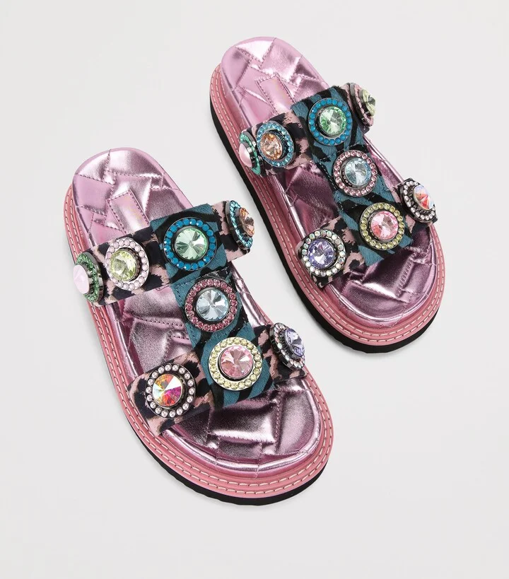 Kurt Geiger London Leather Orson Crystal Sandals - Image 4