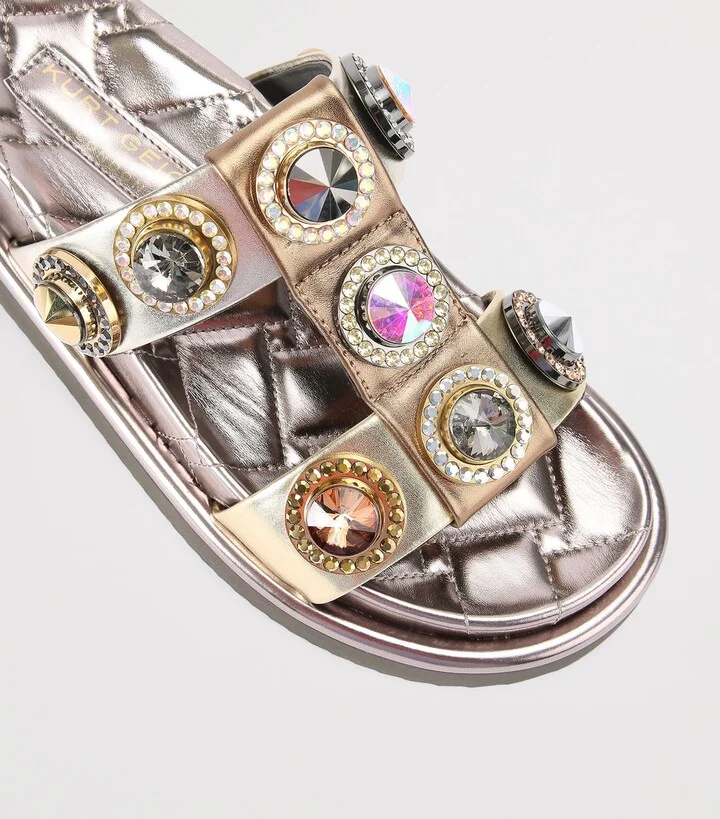 Kurt Geiger London Leather Orson Crystal Sandals - Image 3
