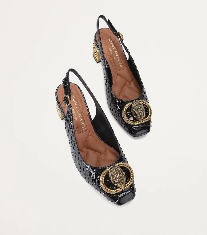 Kurt Geiger London Snake-Effect Chelsea Slingback Pumps - Image 3