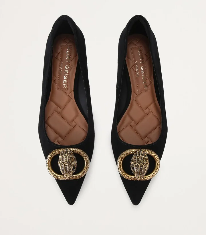 Kurt Geiger London Suede Chelsea Pointed Ballet Flats - Image 3
