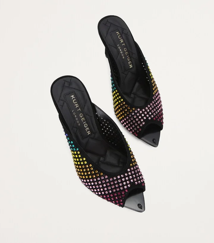 Kurt Geiger London Suede Embellished Heeled Mules - Image 3