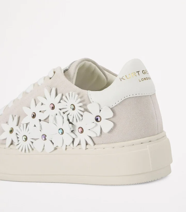 Kurt Geiger London Suede Flower-Embellished Laney Sneakers - Image 2