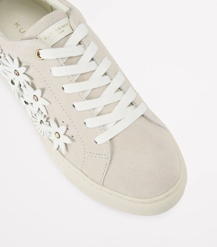 Kurt Geiger London Suede Flower-Embellished Laney Sneakers - Image 3