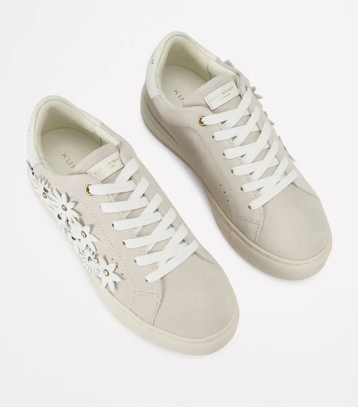 Kurt Geiger London Suede Flower-Embellished Laney Sneakers - Image 4