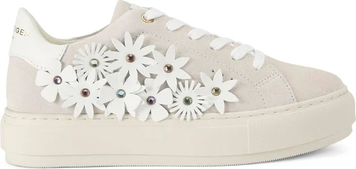 Kurt Geiger London Suede Flower-Embellished Laney Sneakers